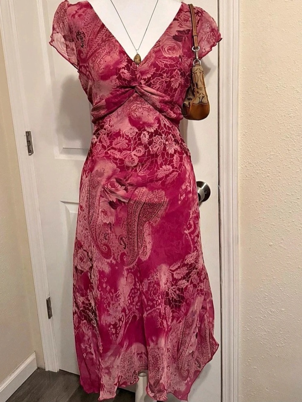 Vintage Y2K B. SMART Pink Paisley Maxi Dress